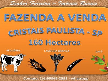 FAZENDA A VENDA CRISTAIS PAULISTA-SP